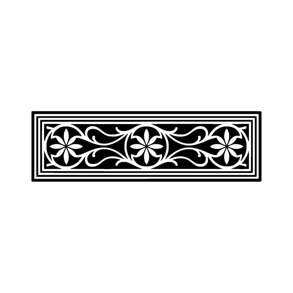 Elegant Floral Border , Illustration, Black White. vector