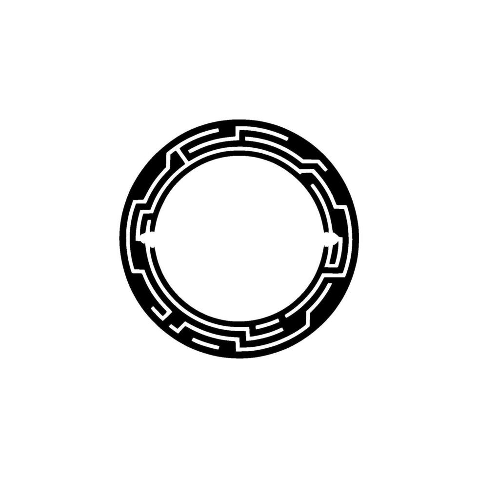 Futuristic Tech Circle with Geometric and Light Flares. vector