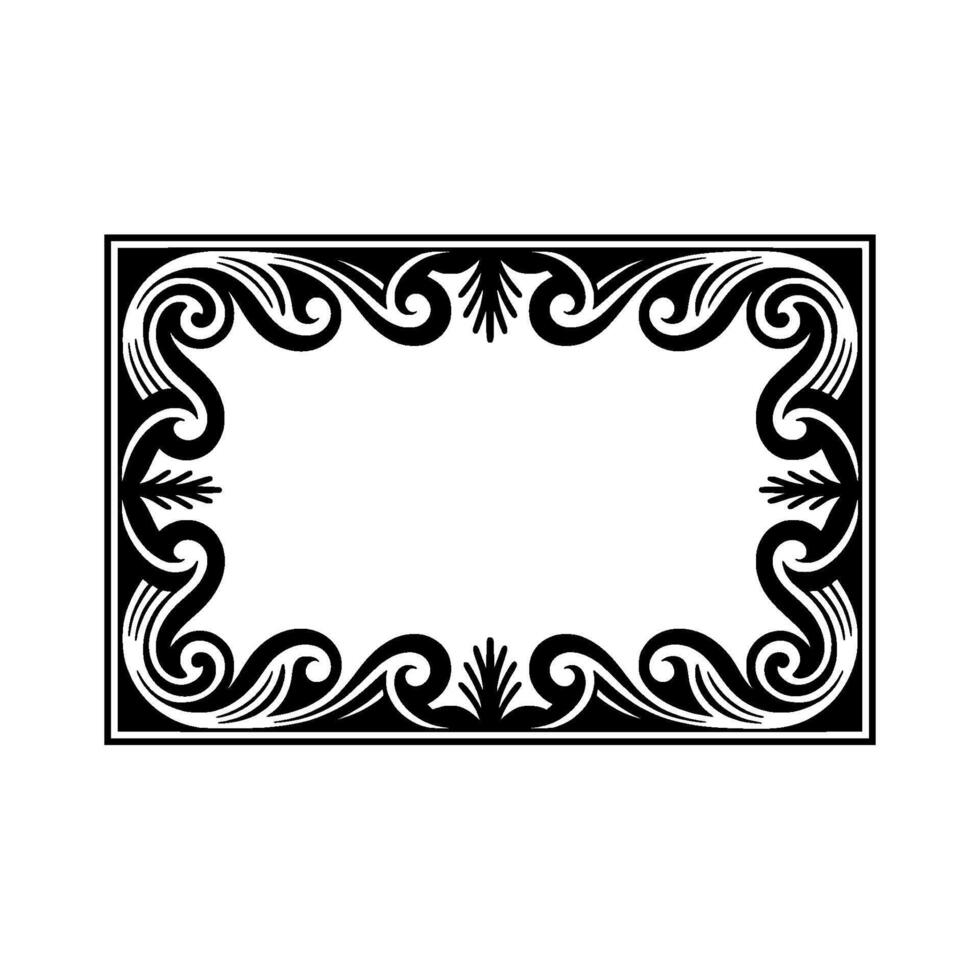 Elegant Black White Decorative Frame - Baroque Style. vector