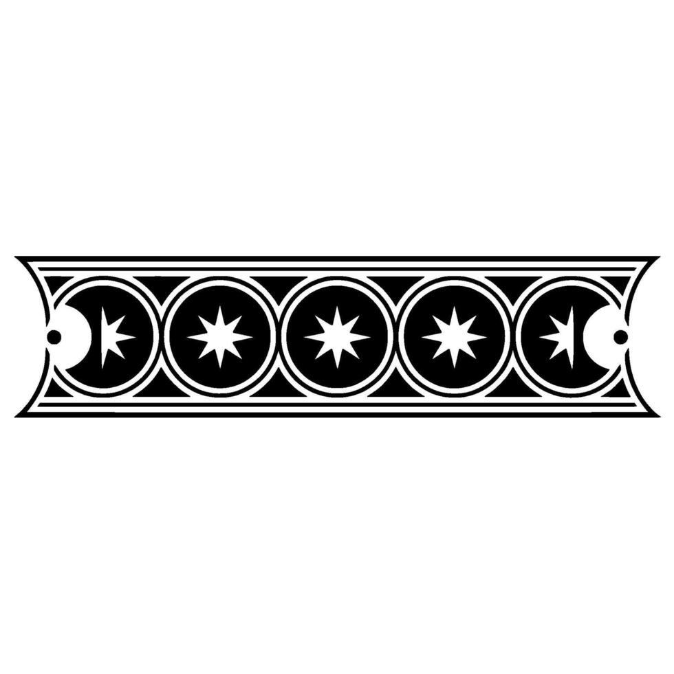 Geometric Border with Stars, Black and White Decorative. vector