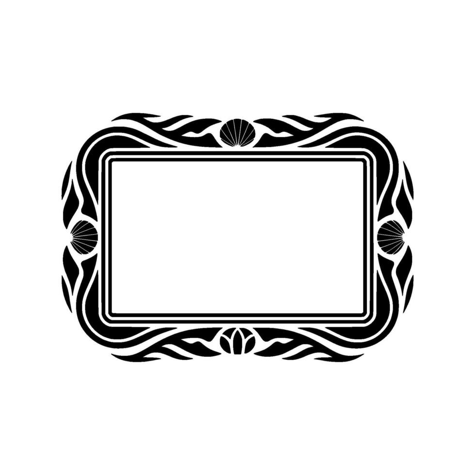 Elegant Art Deco Frame , Blank Rectangle, Black White. vector