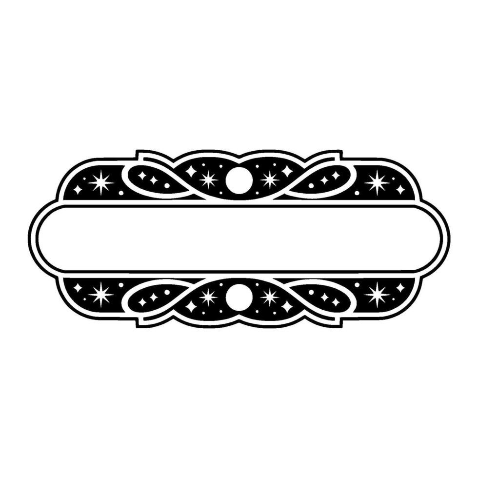 Celestial Label Black and White Frame for Text or. vector