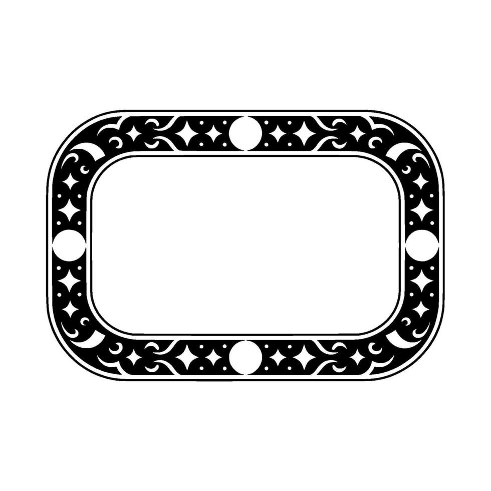 Elegant Black White Ornamental Frame on White Background. vector