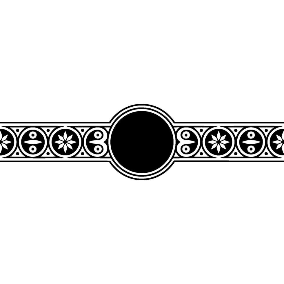Elegant Black White Border with Circular Emblem. vector