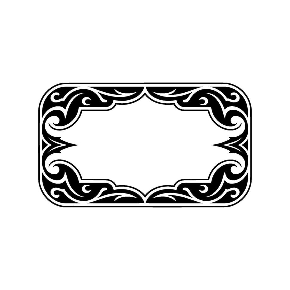 Ornate Black White Decorative Frame Element, Label, Border. vector