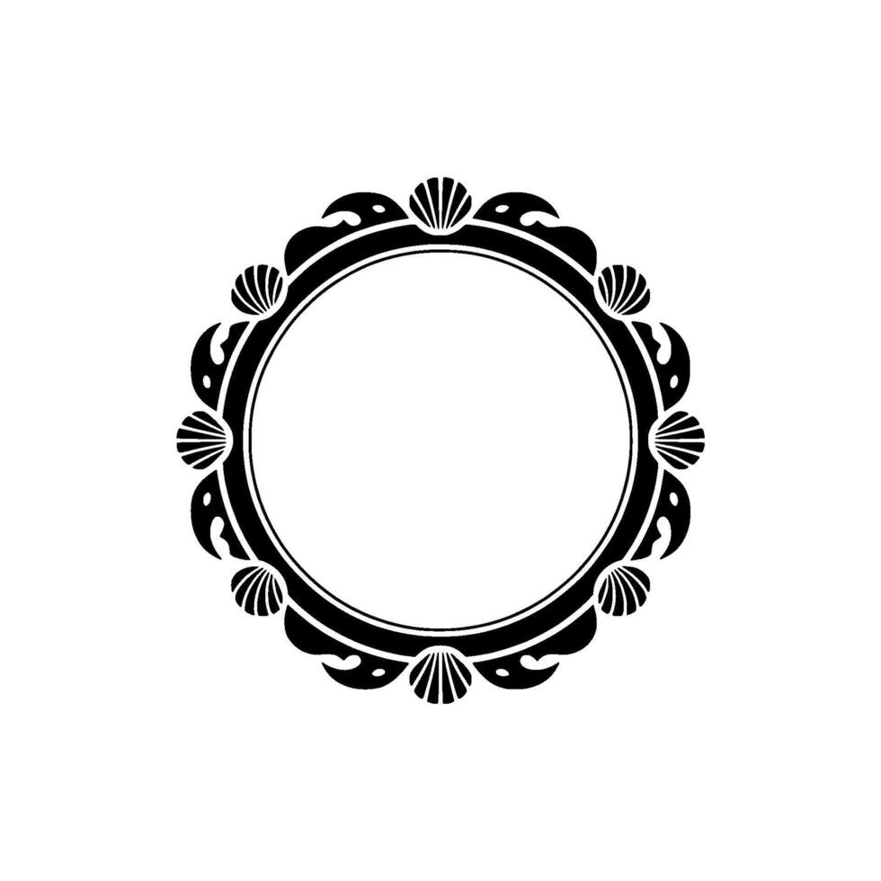 Elegant Round Frame with Seashell Embellishments, Illustration. vector