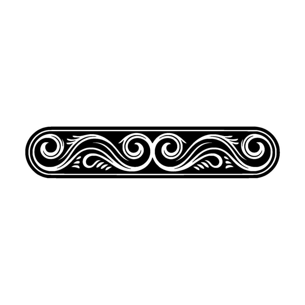 Elegant Black and White Swirl Ornamental Border Element. vector