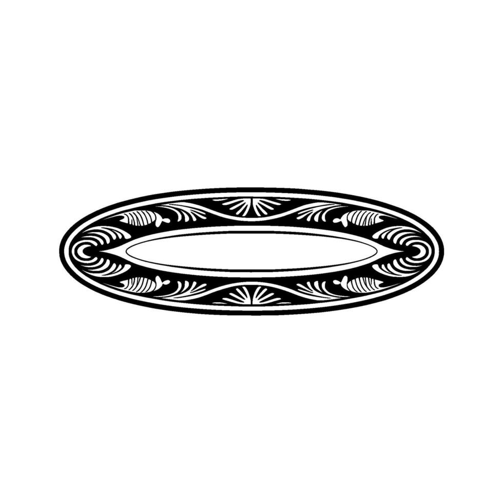 Elegant Black and White Oval Decorative Element, Illustration. vector