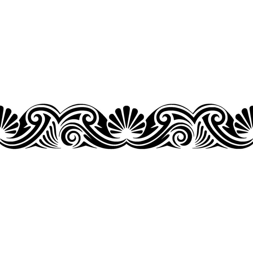 Black Tribal Ornament Border on White. vector