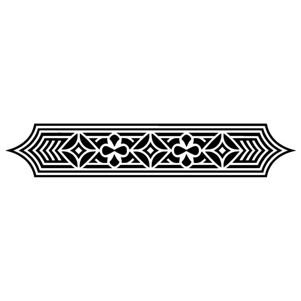 Geometric Ornamental Black White Border Element. vector