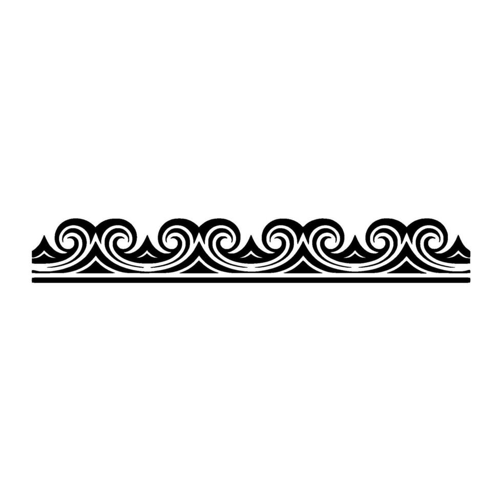 Abstract Wave Border, Polynesian Style, Black and White. vector