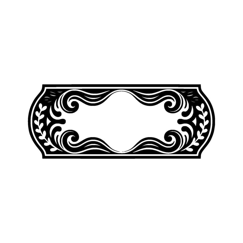 Elegant Black and White Floral Rectangular Frame. vector
