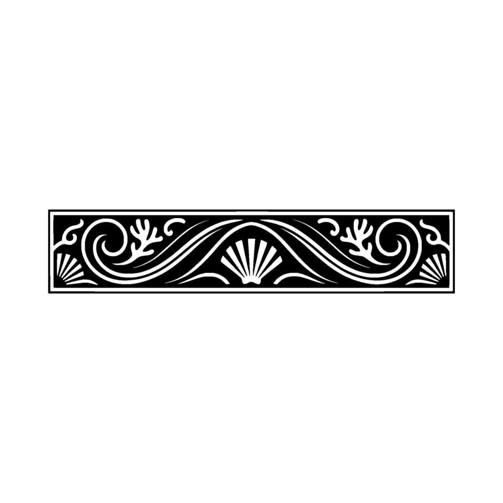 Elegant Art Deco Border with Shells and Floral Motifs. vector