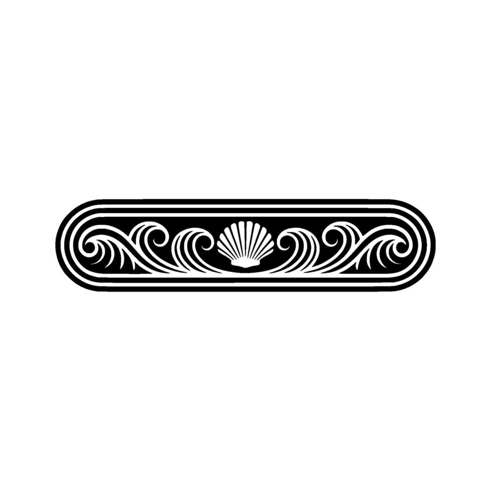 Elegant Coastal Ornament with Seashell and Swirls, Illustration. vector