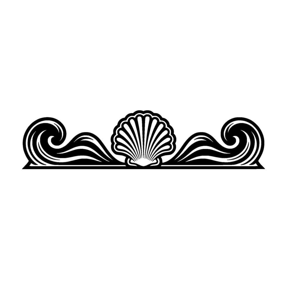 Elegant Shell and Wave Border - Nautical. vector