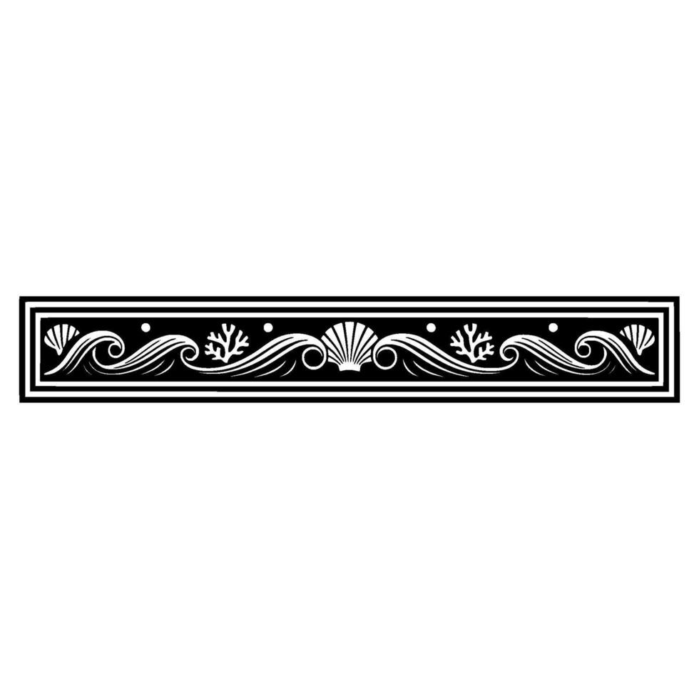 Elegant Coastal Border Shells, Waves Coral. vector