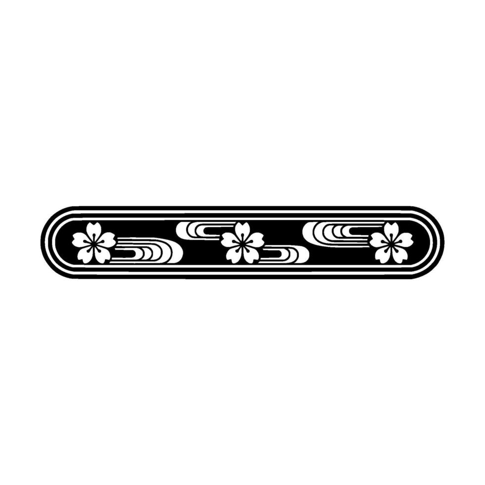 Elegant Japanese Floral Border Sakura Water Wave. vector