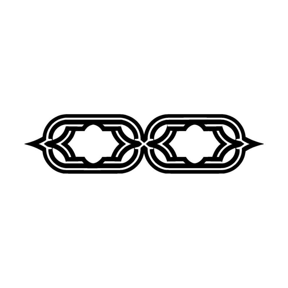 Elegant Geometric Islamic Border Ornament, Monochromatic. vector