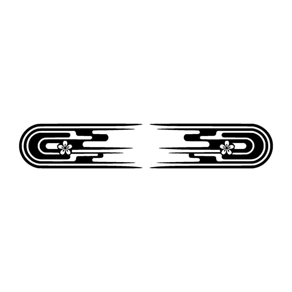 Minimalist Japanese Floral , Black and White. vector