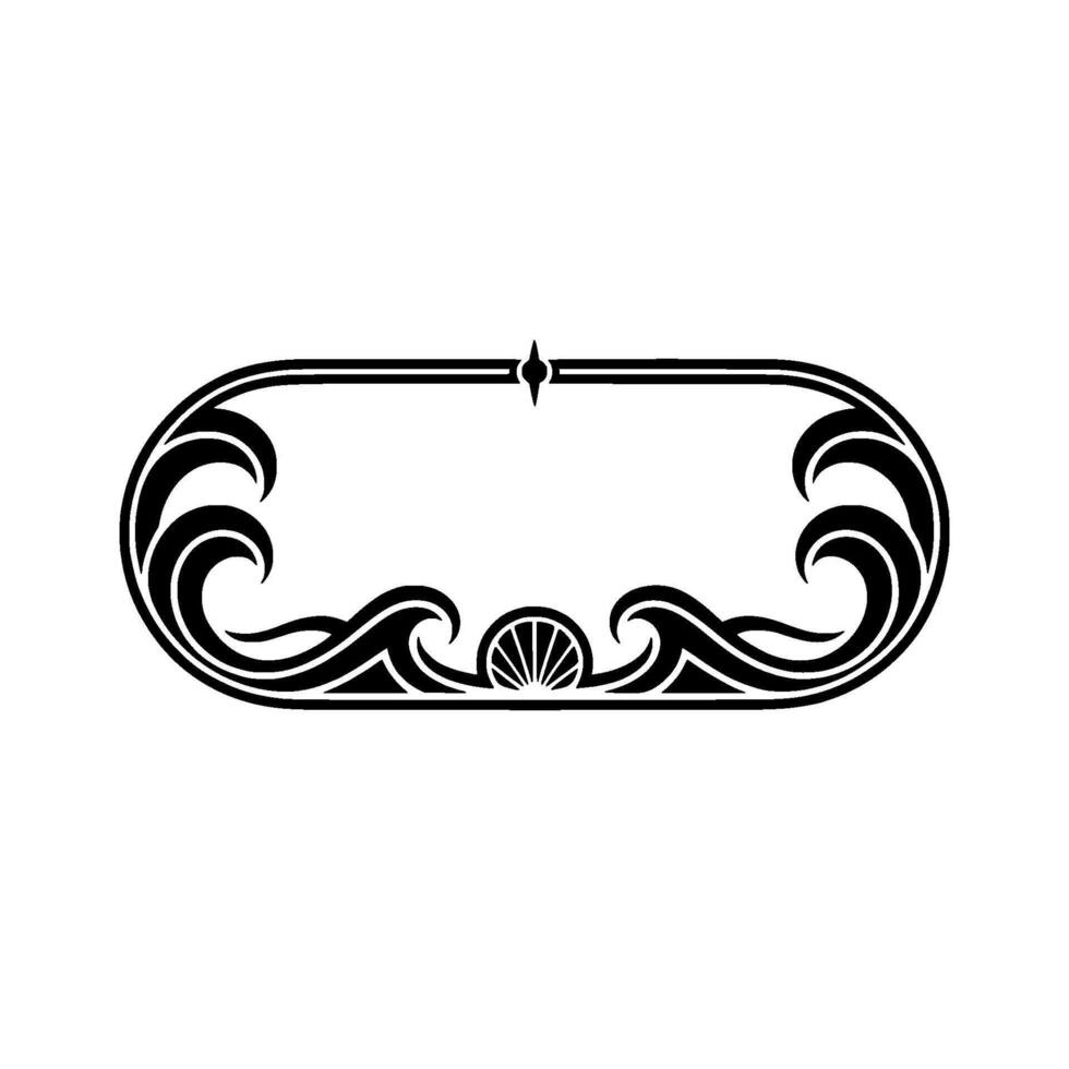 Elegant Art Deco Wave Frame, Decorative Oval Border. vector