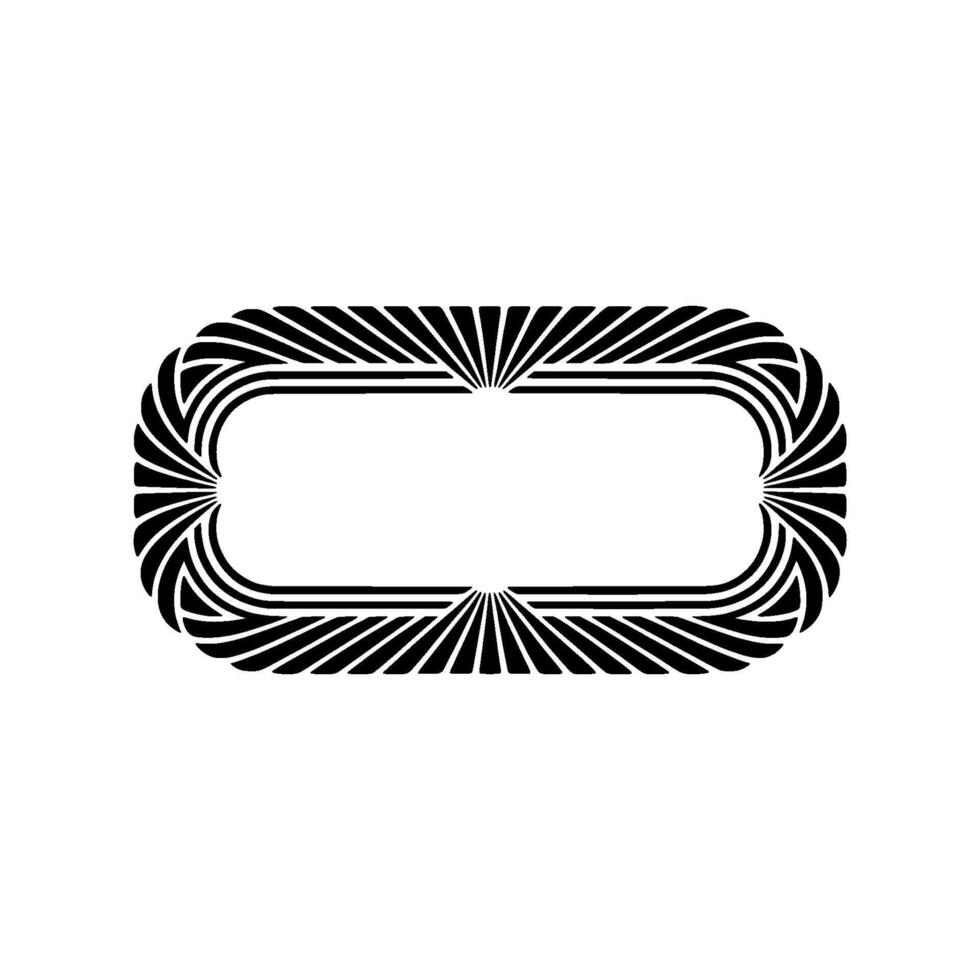 Art Deco Oval Frame Illustration - Black and White Element. vector
