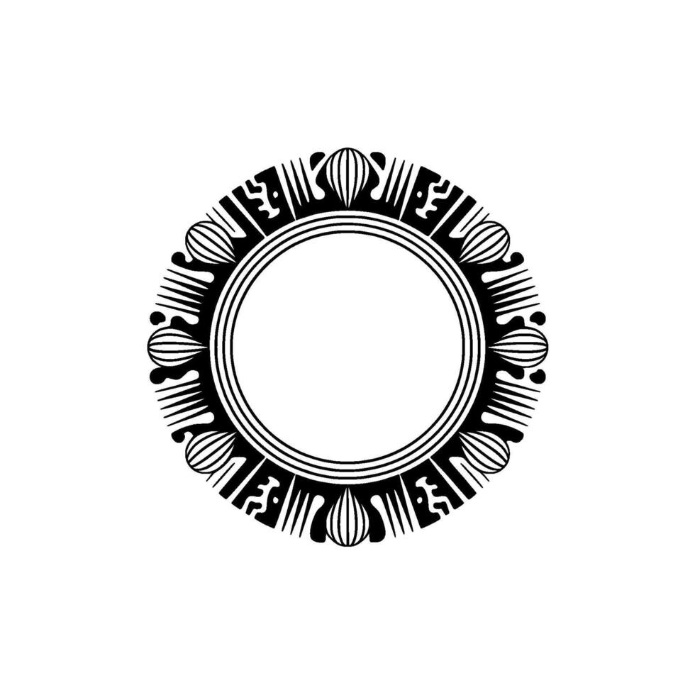 Elegant Black White Round Frame, Ornamental , Isolated. vector