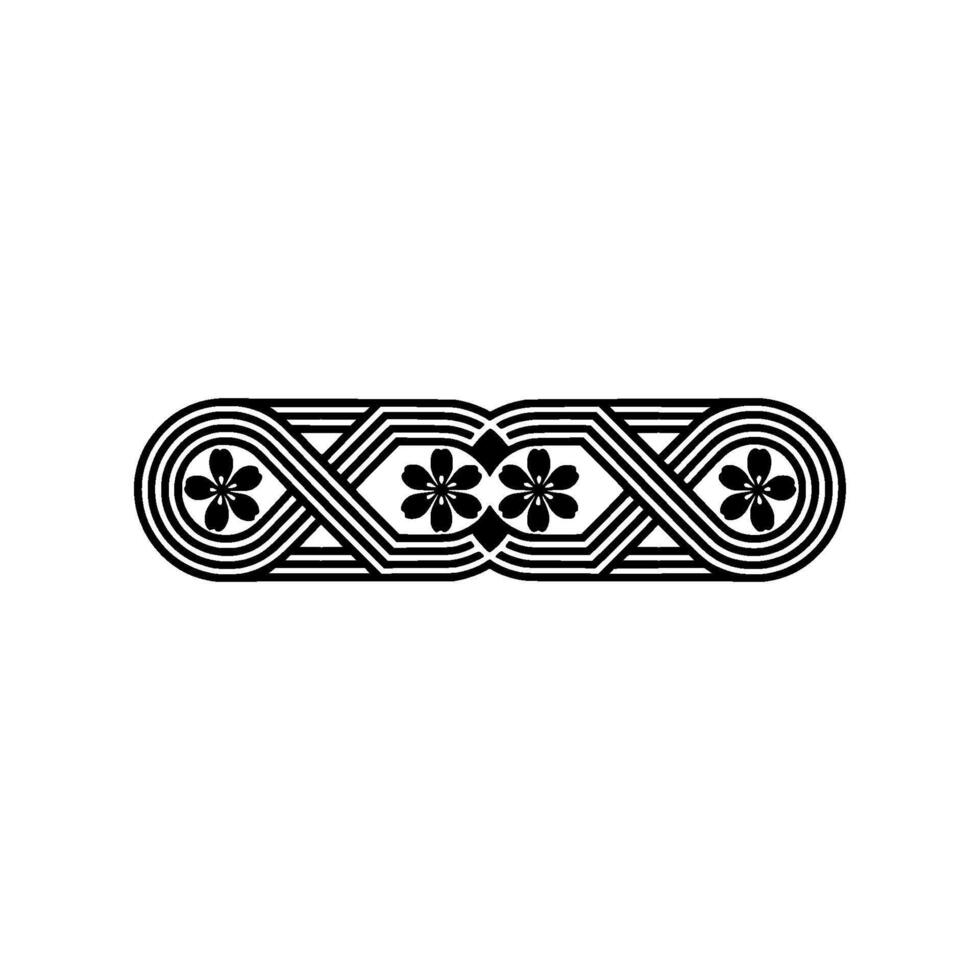Black and White Floral Geometric Border. vector