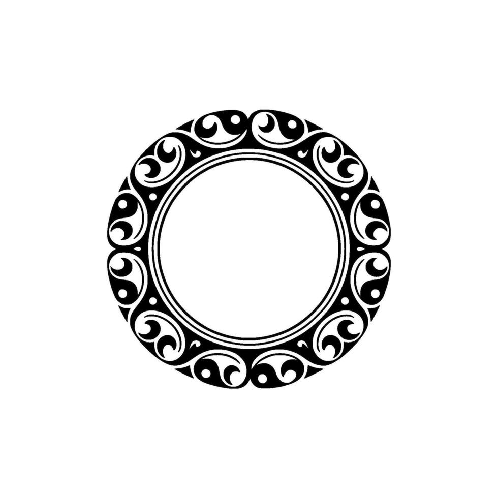Circular Decorative Frame with Swirls - Minimalist for Graphics. vector