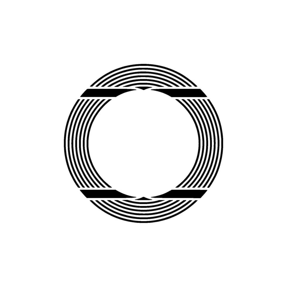 Minimalist Geometric Circle Black Lines on White, Modern Art, Element. vector