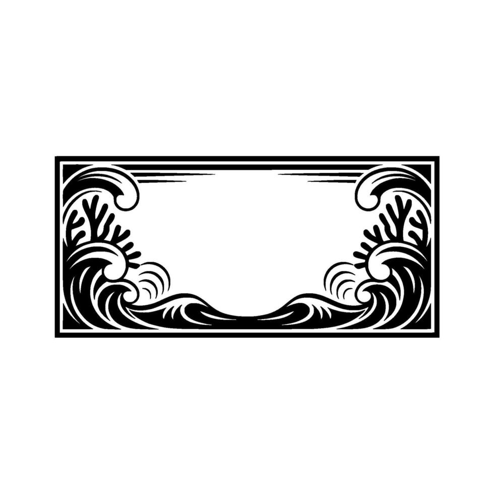 Decorative Wave Frame , Elegant Black White Border. vector