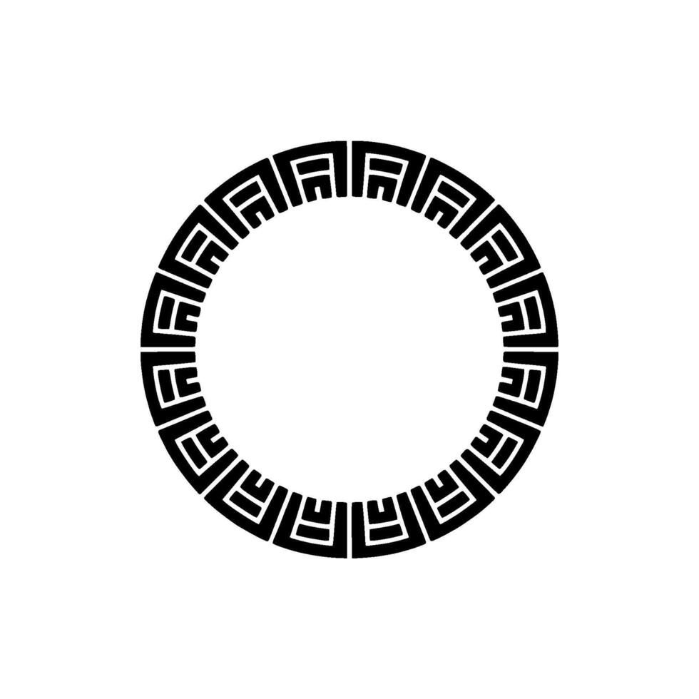 Geometric Circle Frame Minimalist Greek Key Pattern. vector