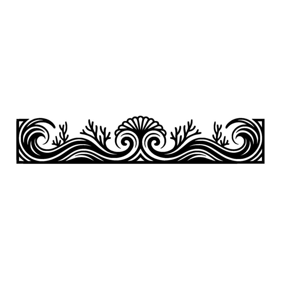 Elegant Art Deco Ocean-Themed Border Ornament. vector