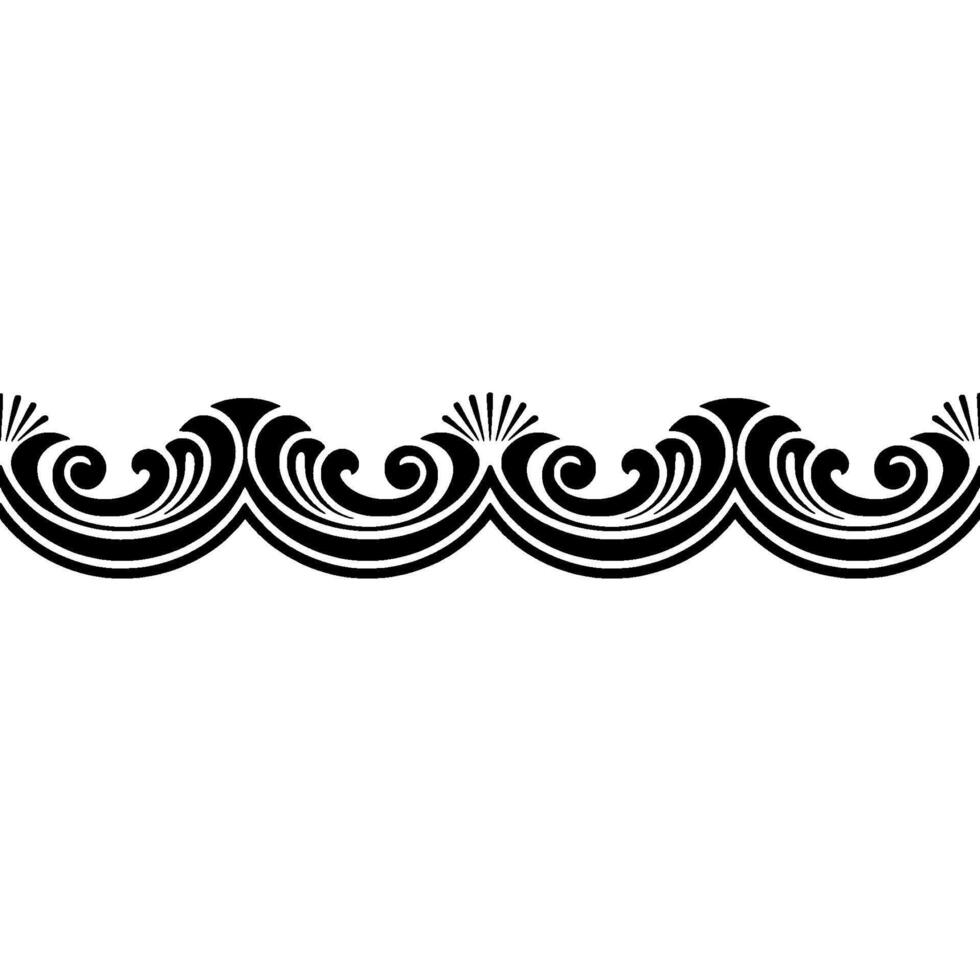 Elegant Wave Border Ornament, Black on Cream, Decorative. vector