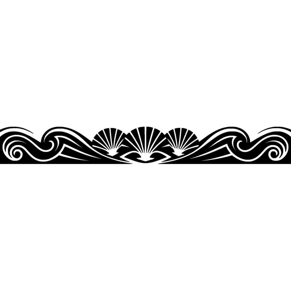 Elegant Art Deco Seashell Border Illustration. vector