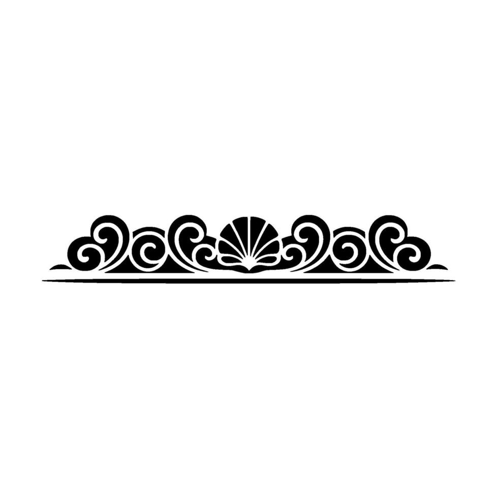 Elegant Black White Decorative Border with Seashell Swirls - Illustration. vector