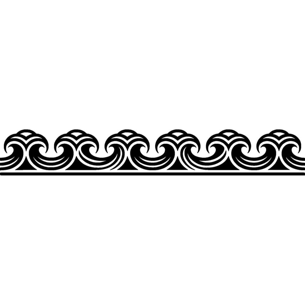 Ornamental Black Wave Border on a Gray Background. vector