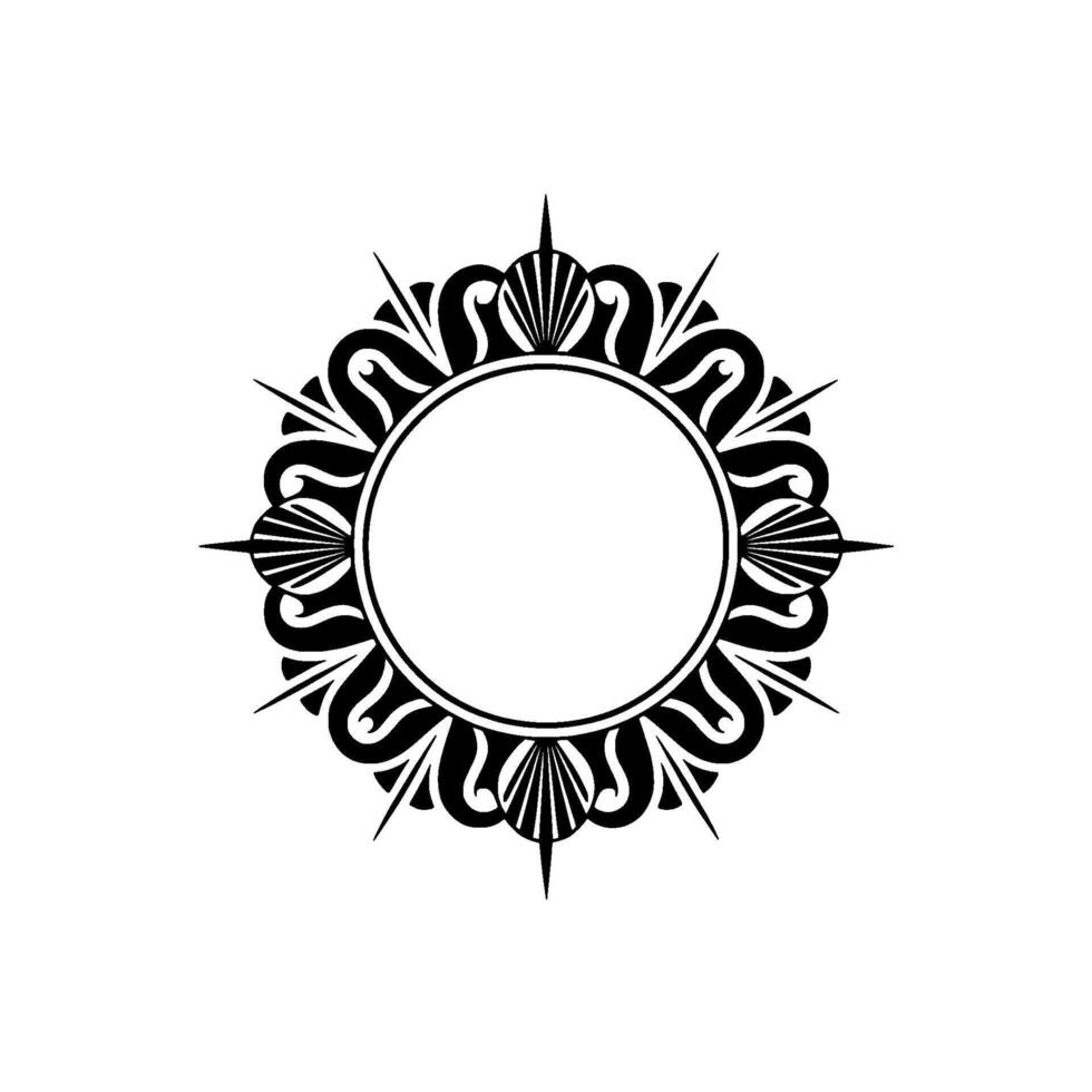 Elegant Circular Frame Illustration Art Deco Style, Blank Center. vector