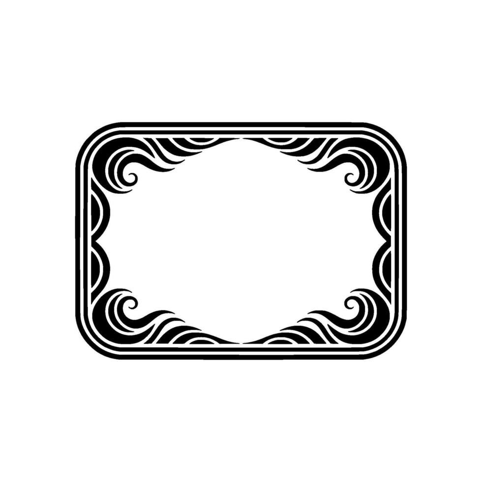 Art Nouveau Rectangular Frame, Black White Ornament, Elegant Decorative Element. vector