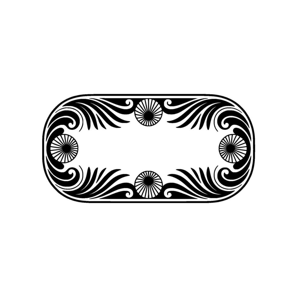 Elegant Art Deco Oval Frame, Black and White. vector