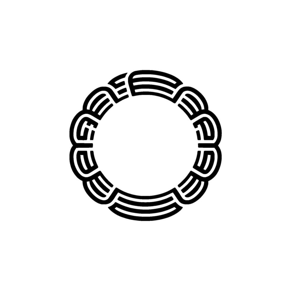 Minimalist Circular with Geometric Black Lines on White. vector