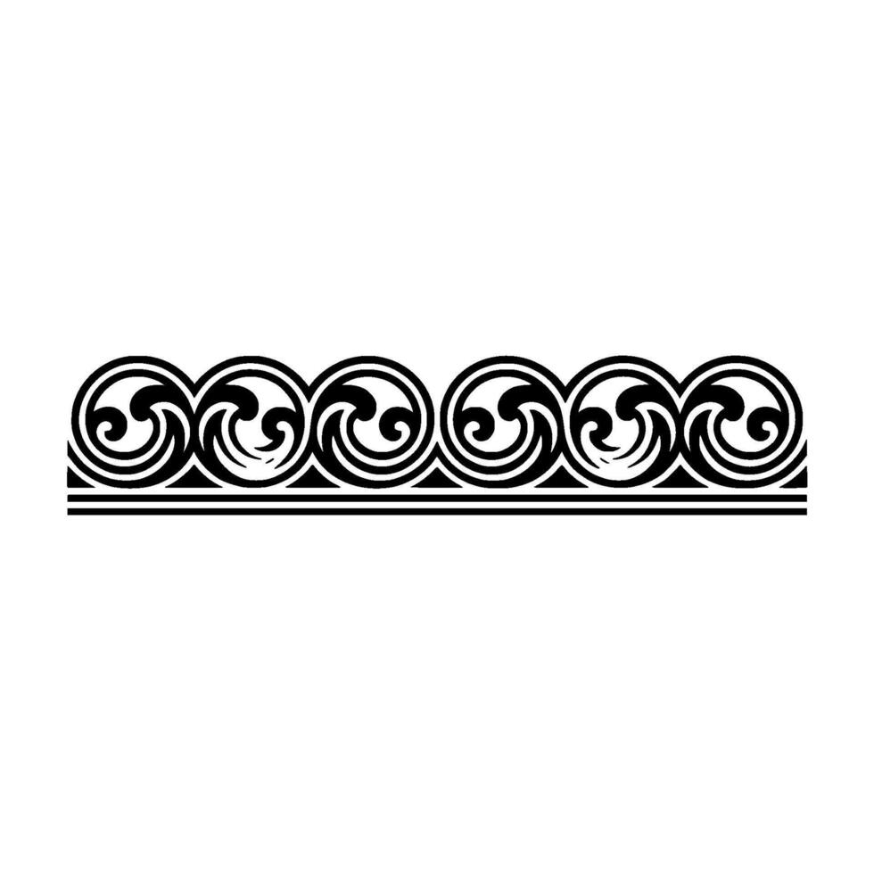 Black Wave Pattern Border on White Background Decorative Element. vector