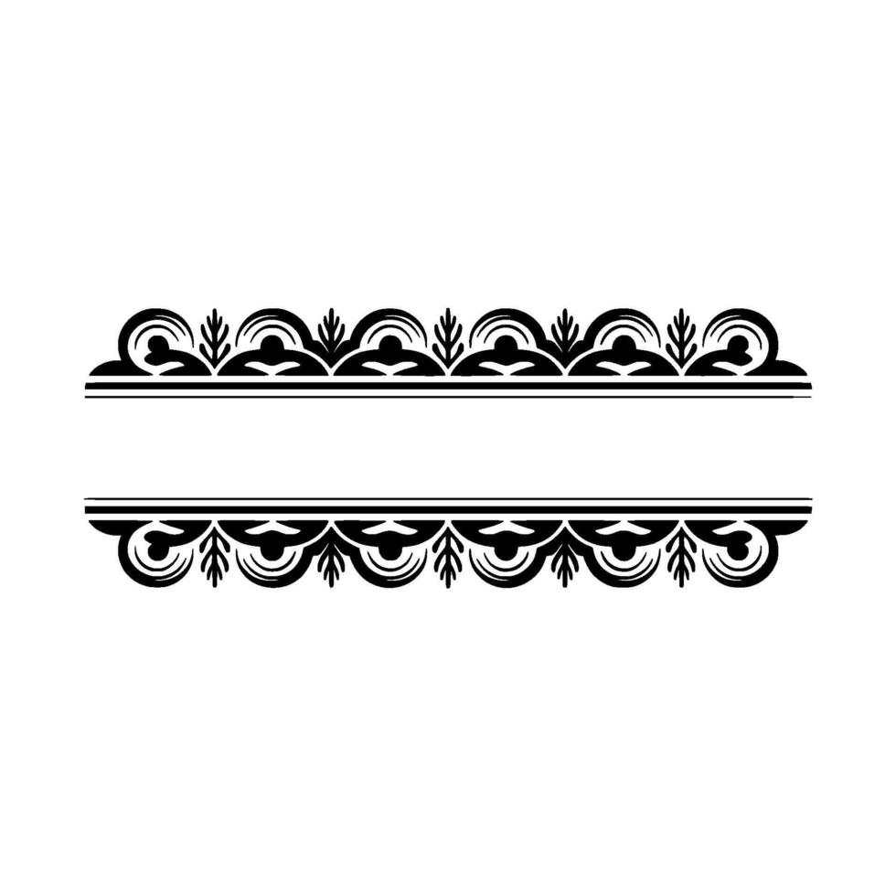 Elegant Black Decorative Frame with Leaf Swirl Elements, Blank Space. vector