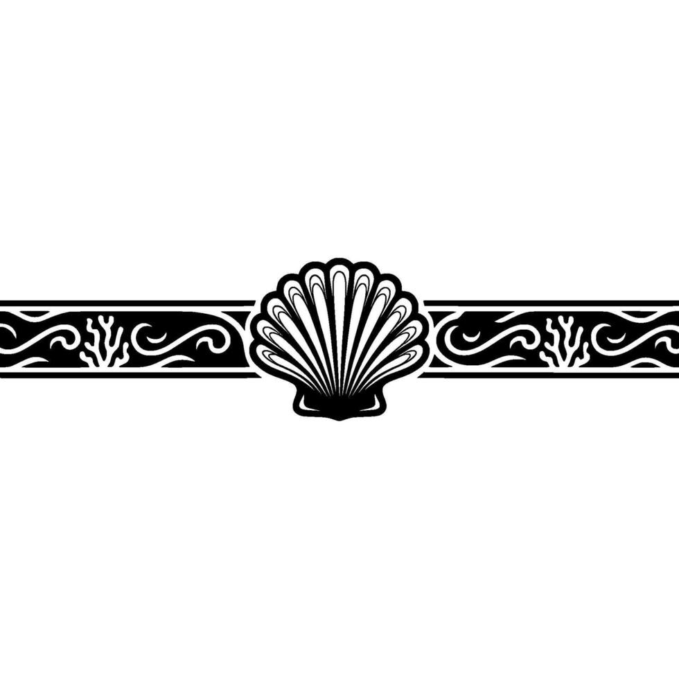 Elegant Sea Shell Ocean Border Illustration. vector