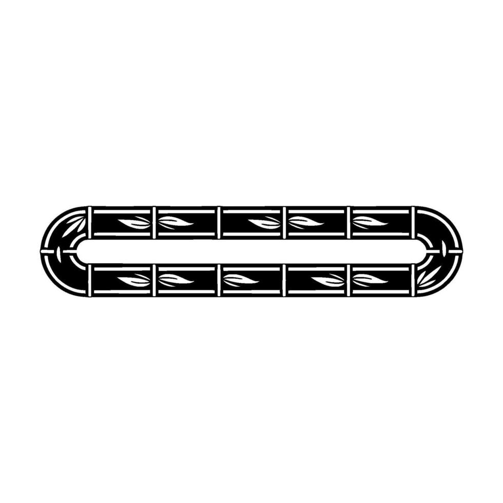 Decorative Black Silver Bamboo-Style Border Element on Gradient Background. vector