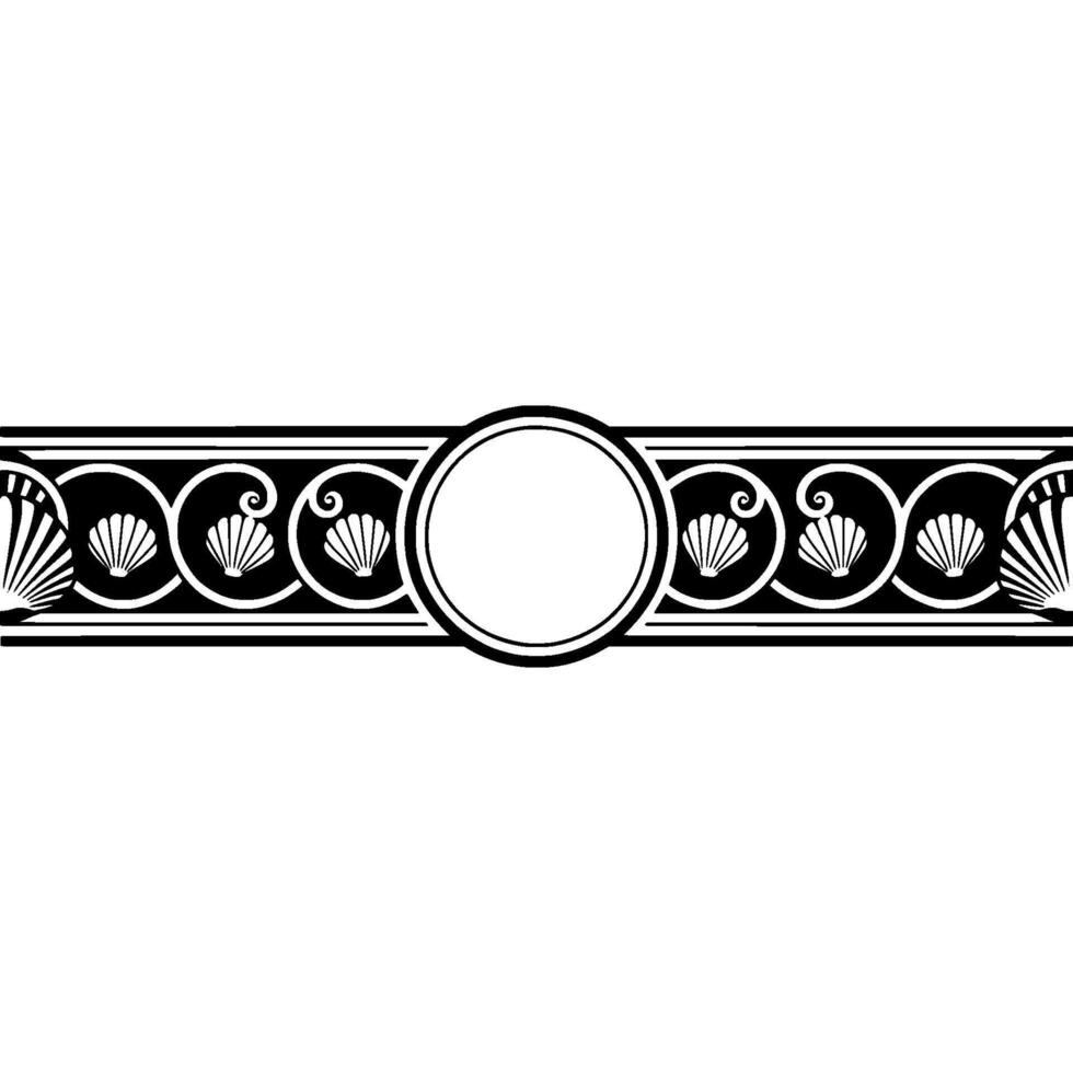 Elegant Seashell Border , Black and White, Template. vector