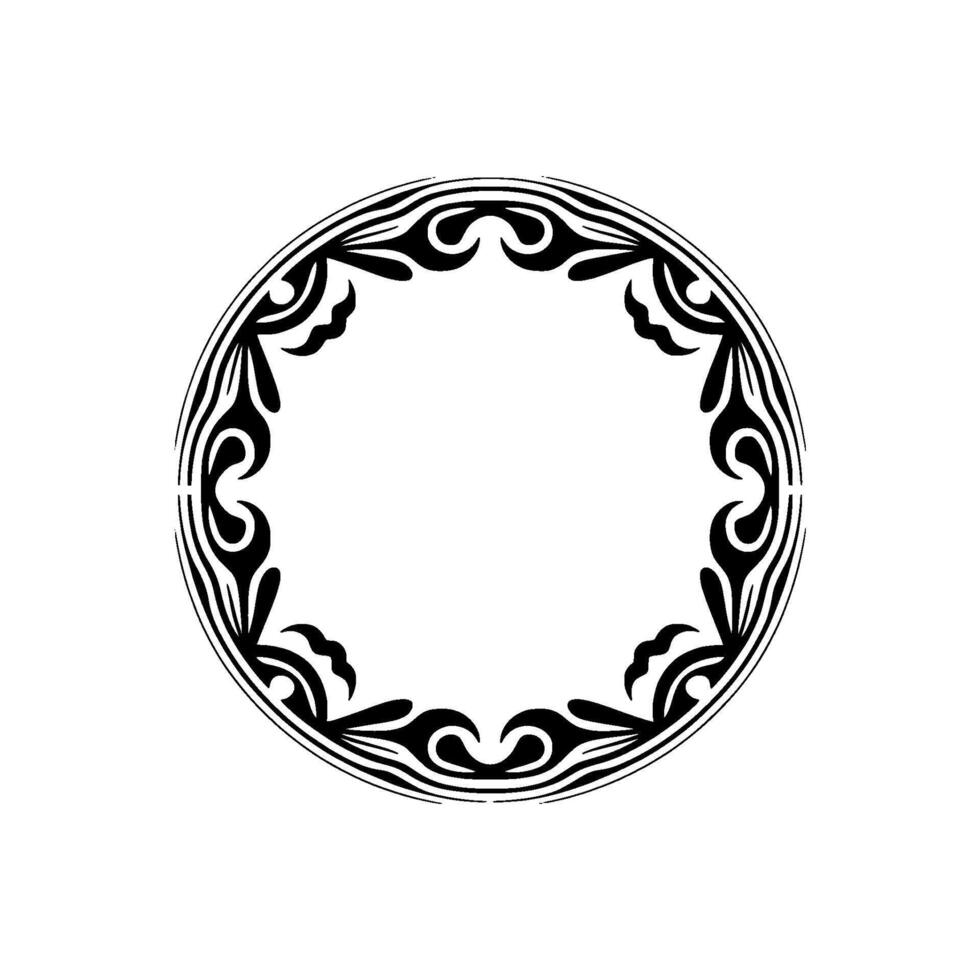Circular Ornamental Frame, Tribal , Black and White. vector