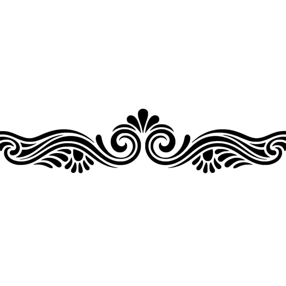 Elegant Floral Ornament, Decorative Border, Silhouette. vector