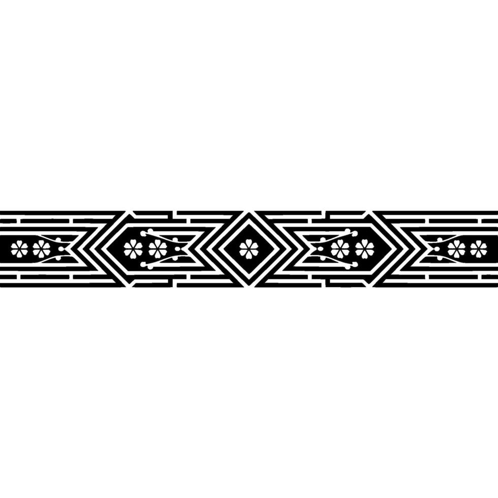 Geometric Floral Border Black White Ornament on Gradient. vector