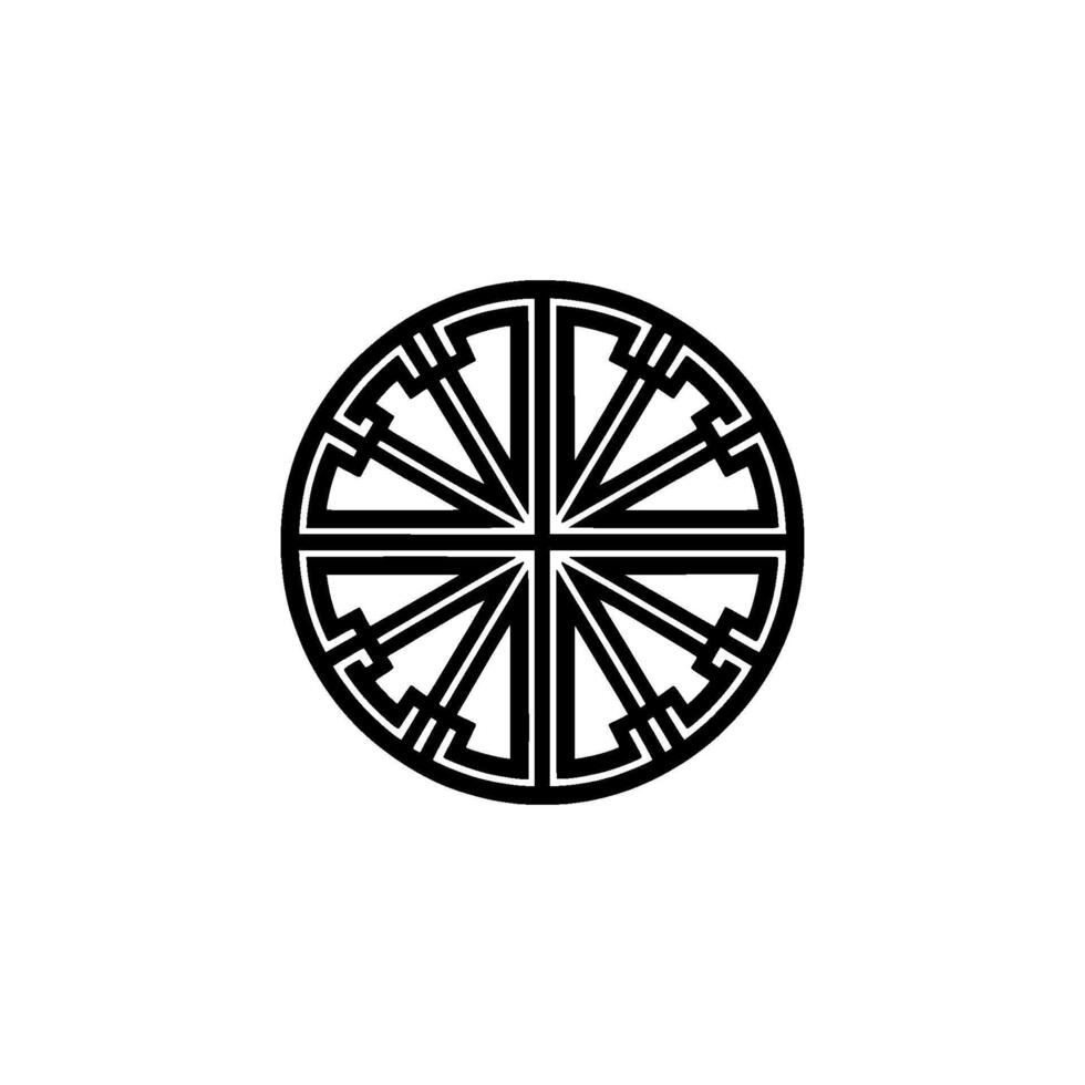 Geometric Mandala Black Circular on White Background. vector