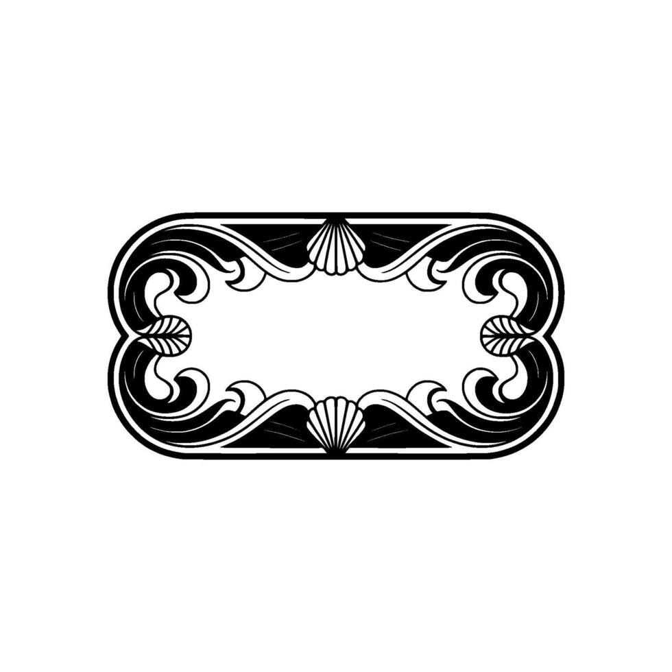 Elegant Ornate Scroll Frame with Shell and Leaf Accents. vector